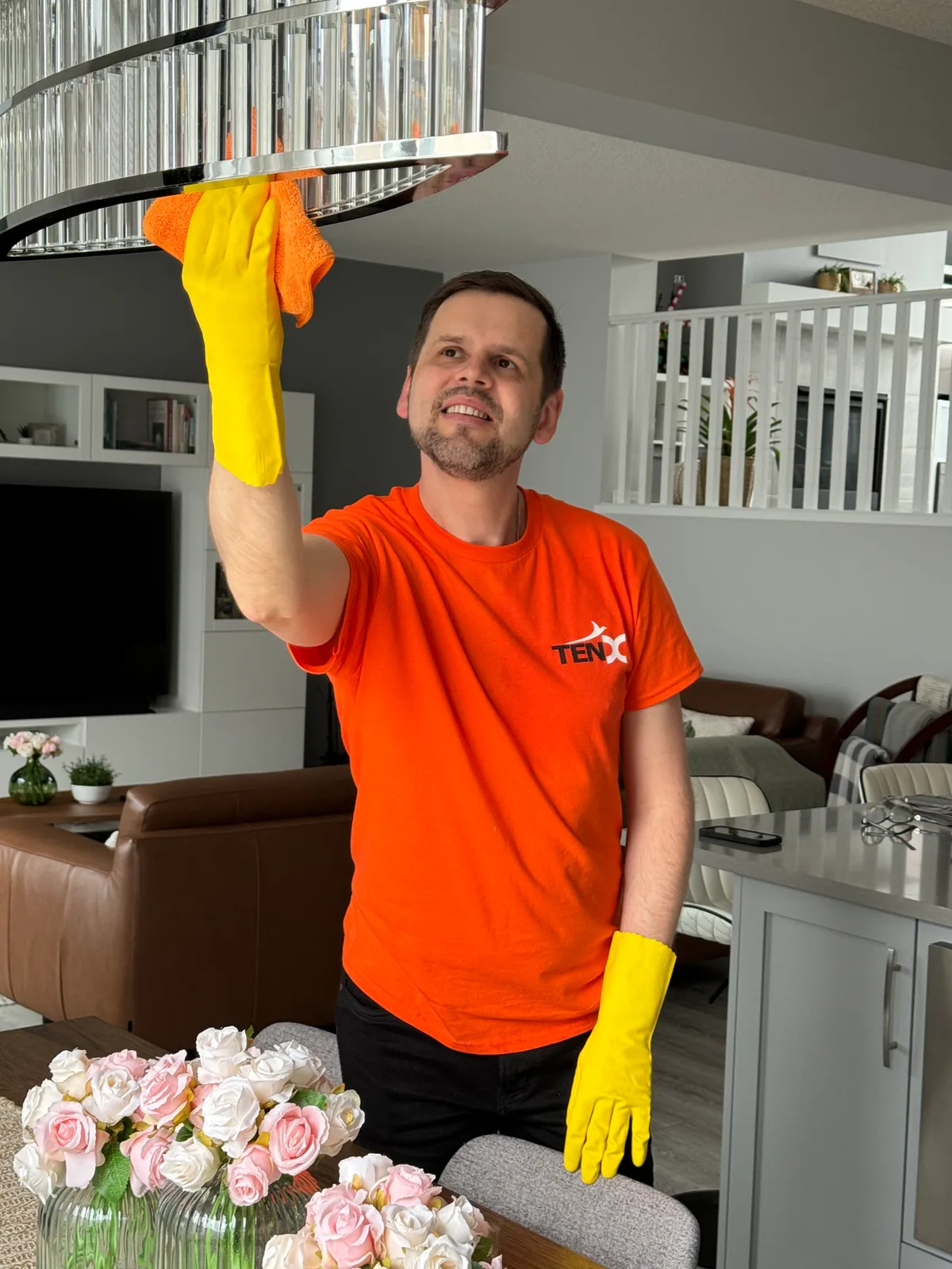 Man cleaning